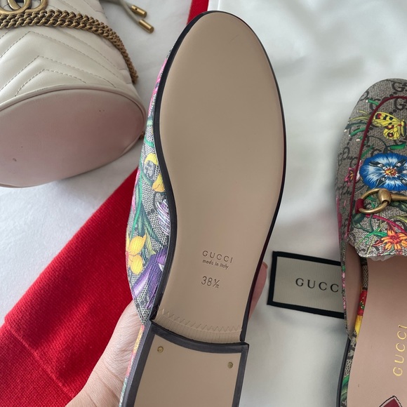 ❌SOLD❌ GUCCI Jordan Flora Canvas and Leather Mules -Size 38.5 - Picture 3 of 11